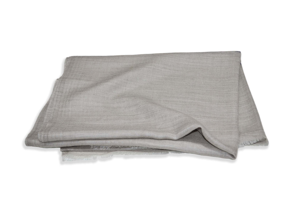 Natural Un Dyed Merino & Silk Scarf with Patterned Stripes