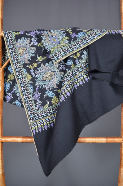 Black Jamawar Embroidery Pashmina Shawl