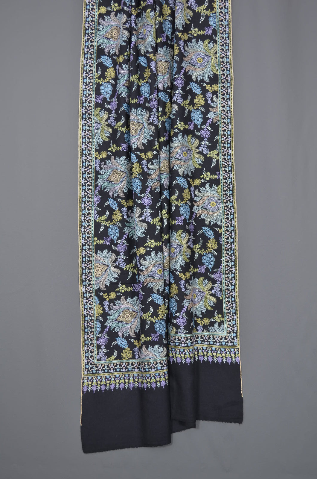 Black Jamawar Embroidery Pashmina Shawl