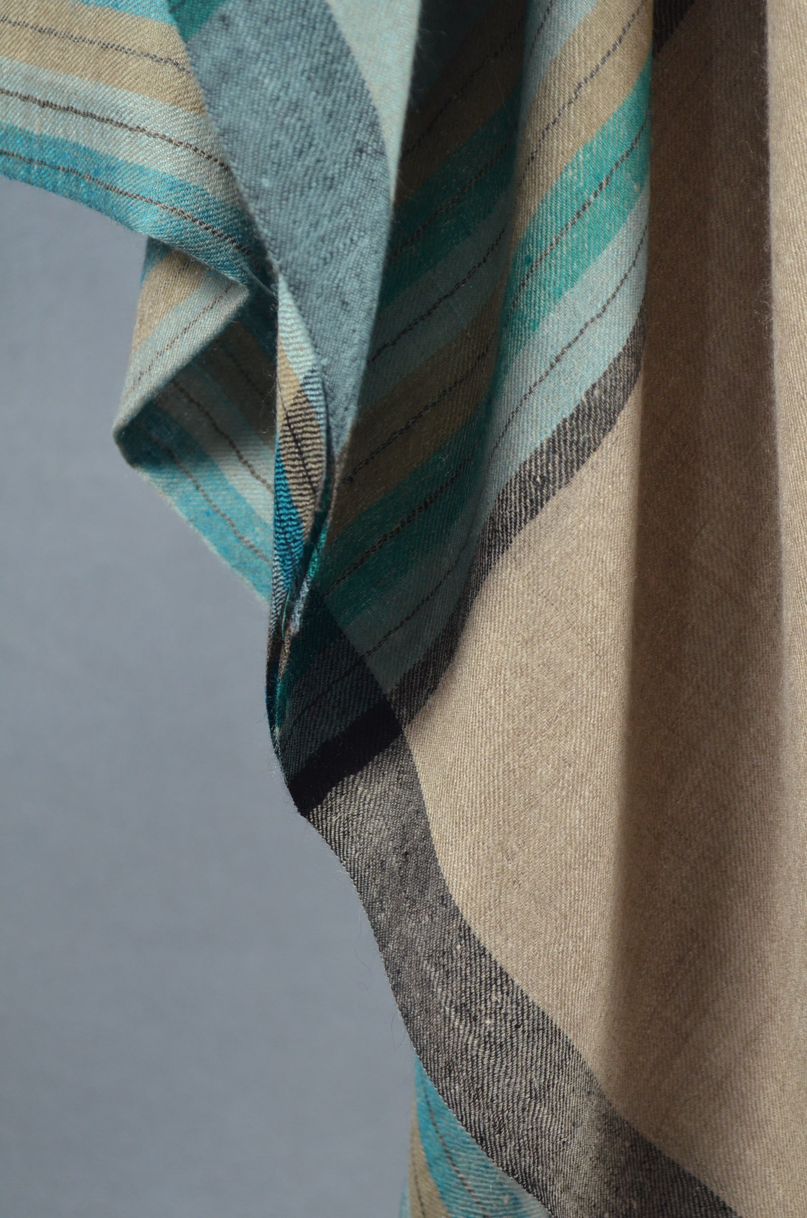 Green Stripe Handwoven Cashmere Pashmina Scarf