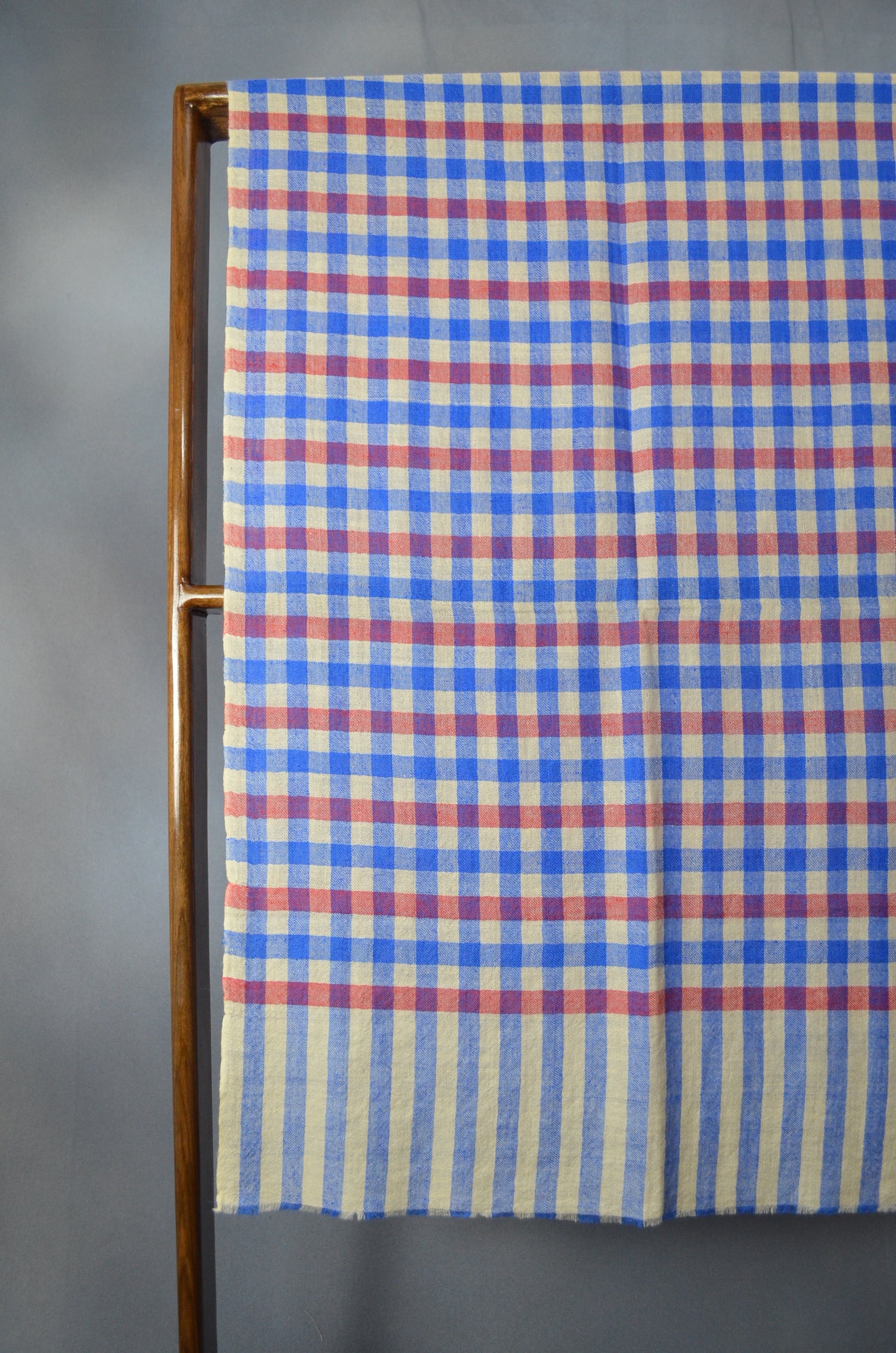 Blue & Red Handwoven Cashmere Pashmina Scarf
