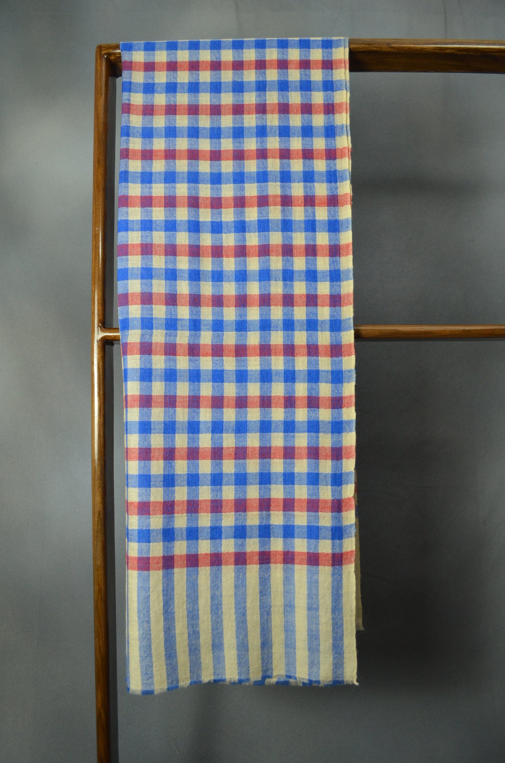 Blue & Red Handwoven Cashmere Pashmina Scarf