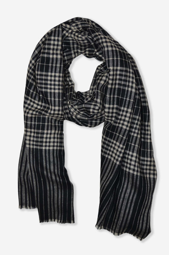 Beautiful Black and White Handwoven Cashmere Pashmina Shawl