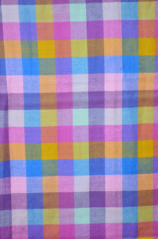 Multi Color Checkered Handwoven Cashmere Pashmina Shawl