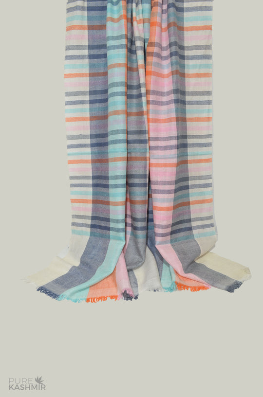 Beautiful Pastel Color Handwoven Cashmere Pashmina Shawl