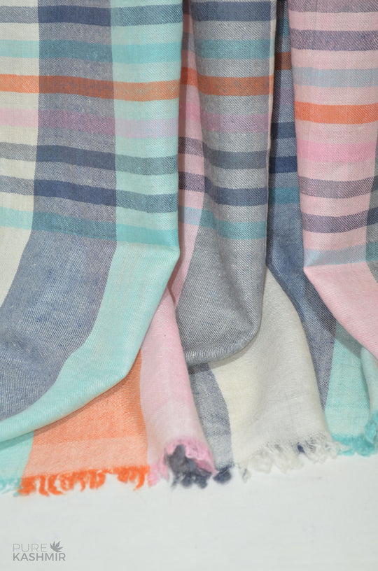 Beautiful Pastel Color Handwoven Cashmere Pashmina Shawl