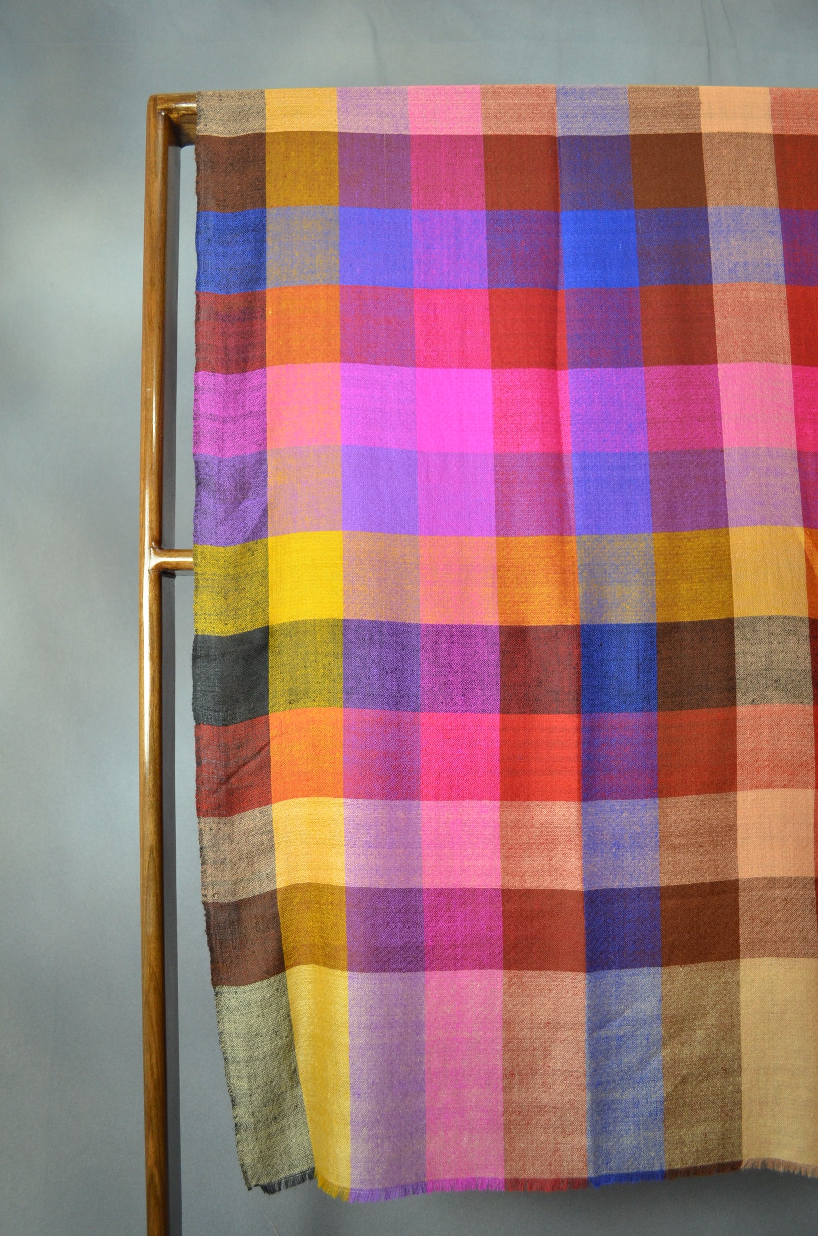 Big Check Multi Color Handwoven Cashmere Pashmina Scarf