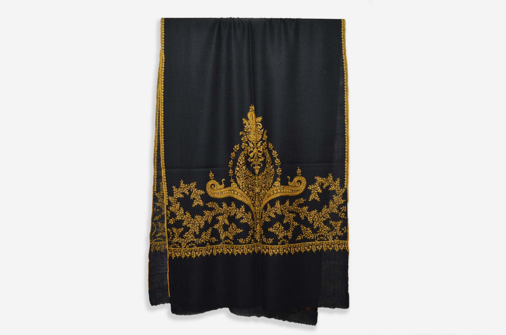 Black Cashmere Pashmina Stole with Beautiful Big Border