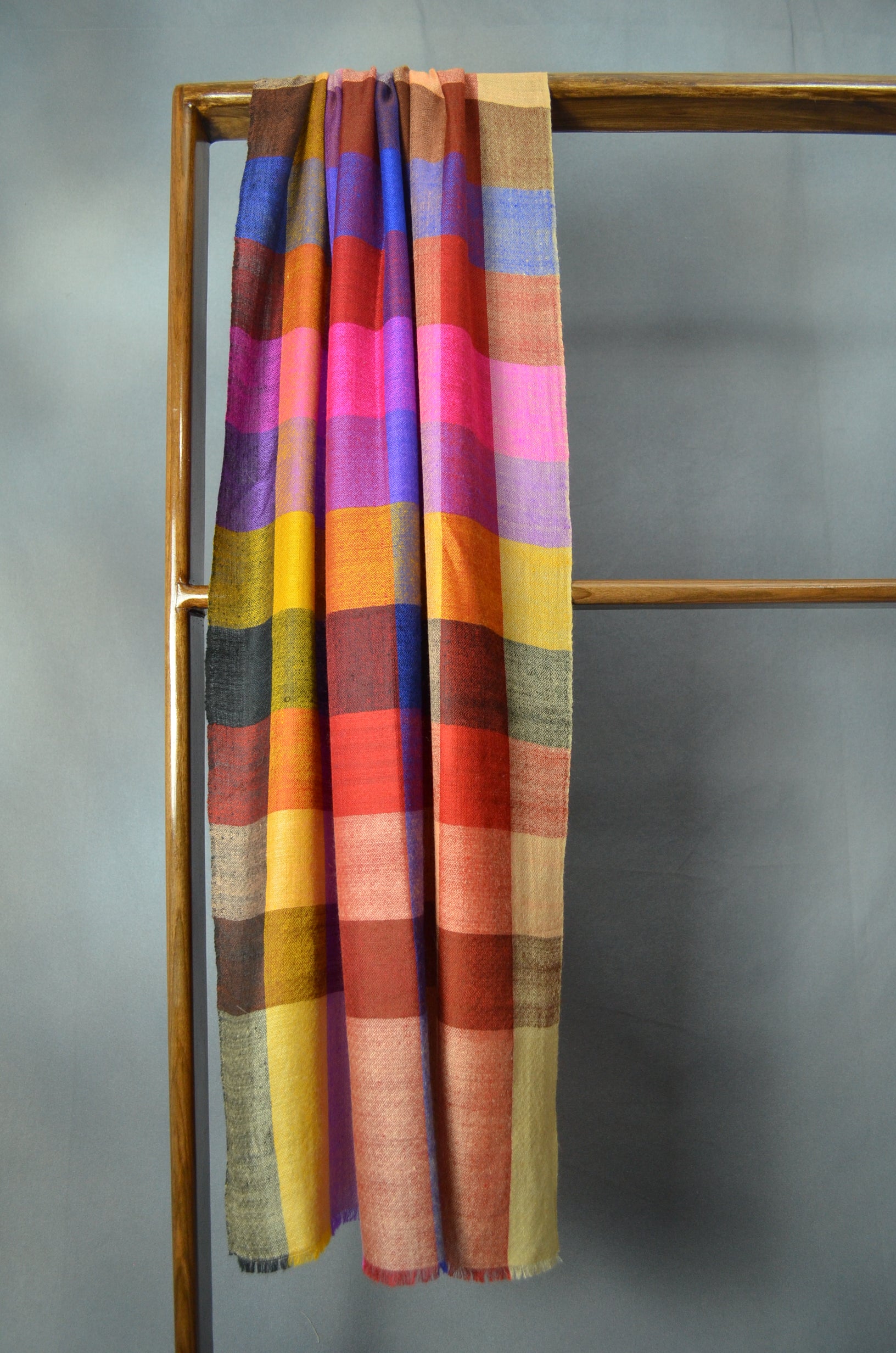 Big Check Multi Color Handwoven Cashmere Pashmina Scarf