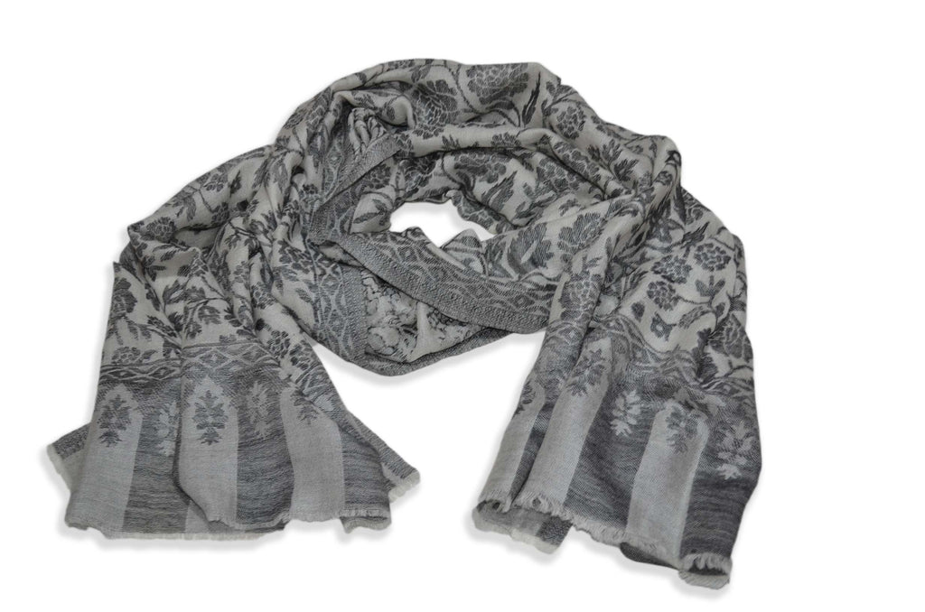 Ivory Jacquard Kani Merino Wool Scarf