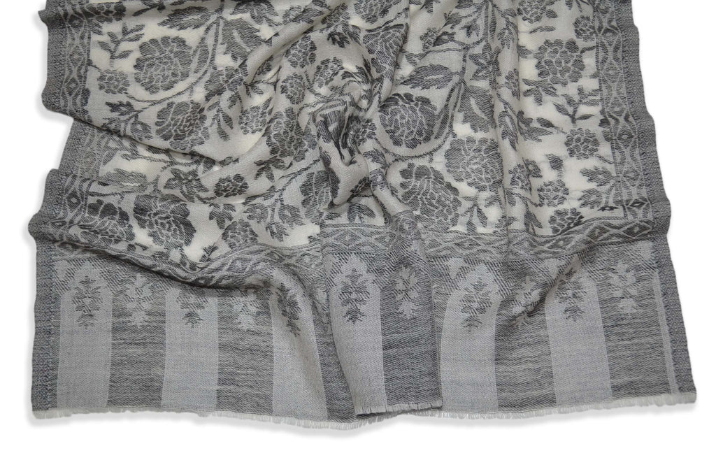 Ivory Jacquard Kani Merino Wool Scarf