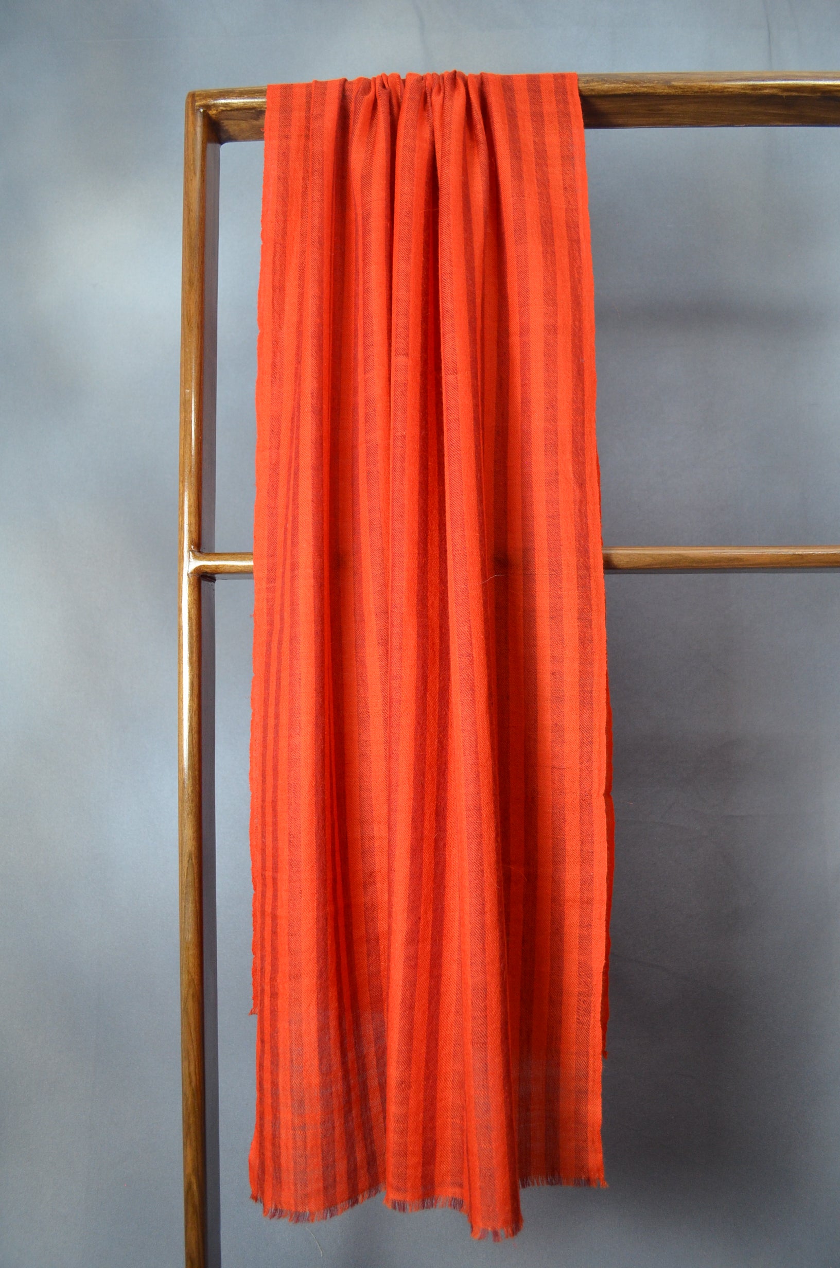 Red Striped Handwoven Cashmere Pashmina Scarf