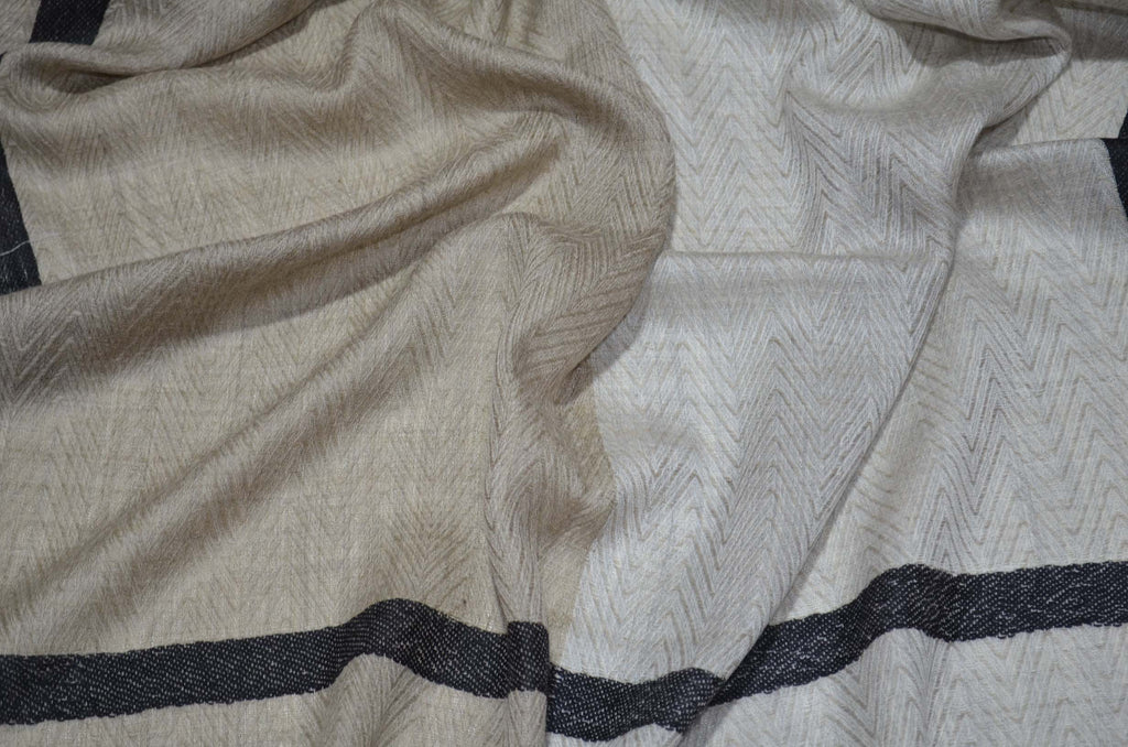 Shades of Naturals and Grey Fish Weave Pattern Merino Scarf