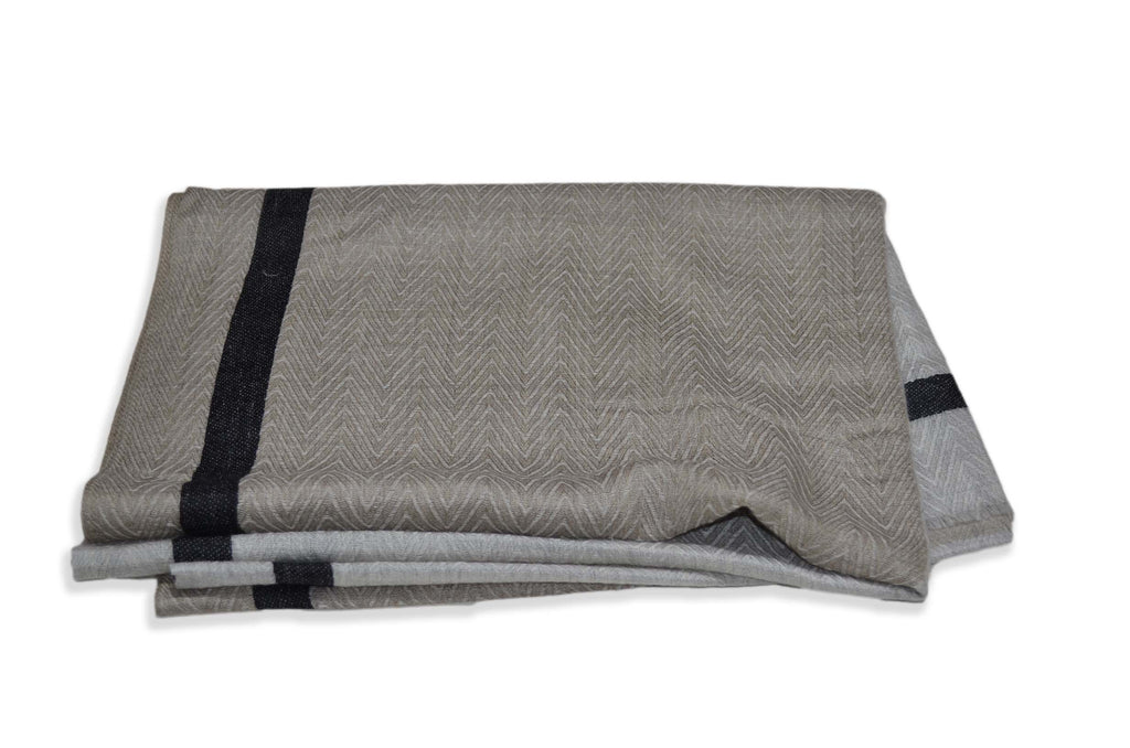 Shades of Naturals and Grey Fish Weave Pattern Merino Scarf