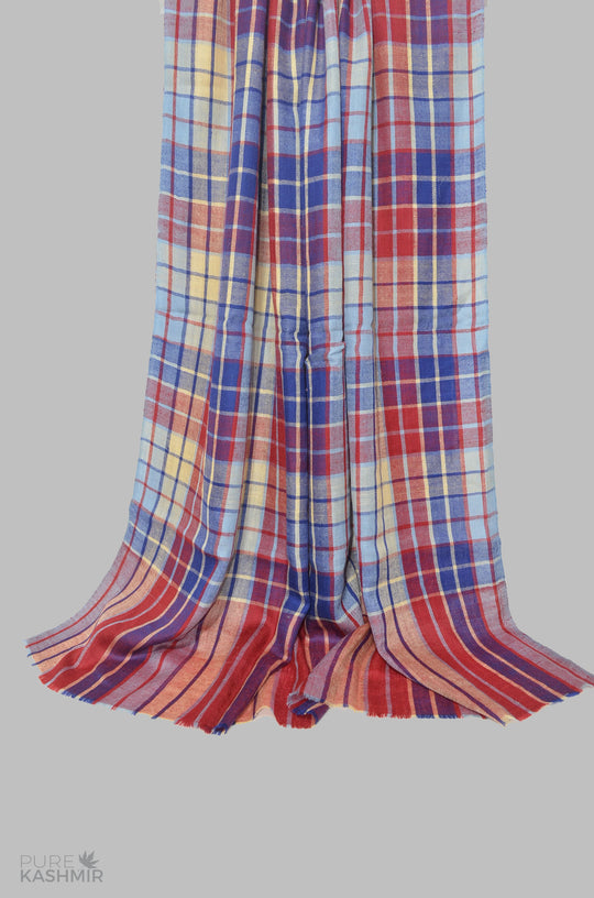 Beautiful Plaid Handwoven Cashmere Pashmina Shawl