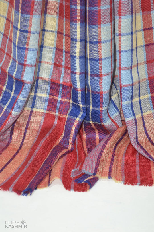 Beautiful Plaid Handwoven Cashmere Pashmina Shawl