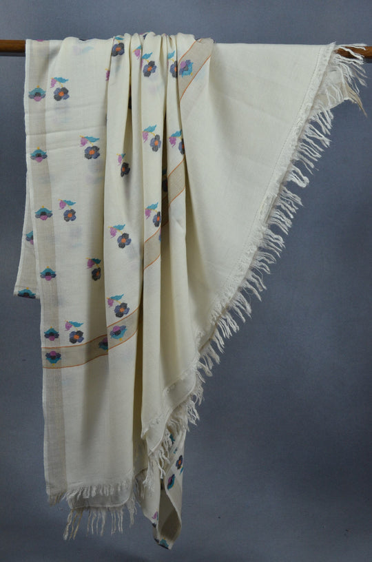 3 Yard Kani Ivory Base Pashmina Buteh Shawl