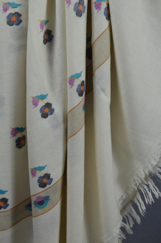 3 Yard Kani Ivory Base Pashmina Buteh Shawl