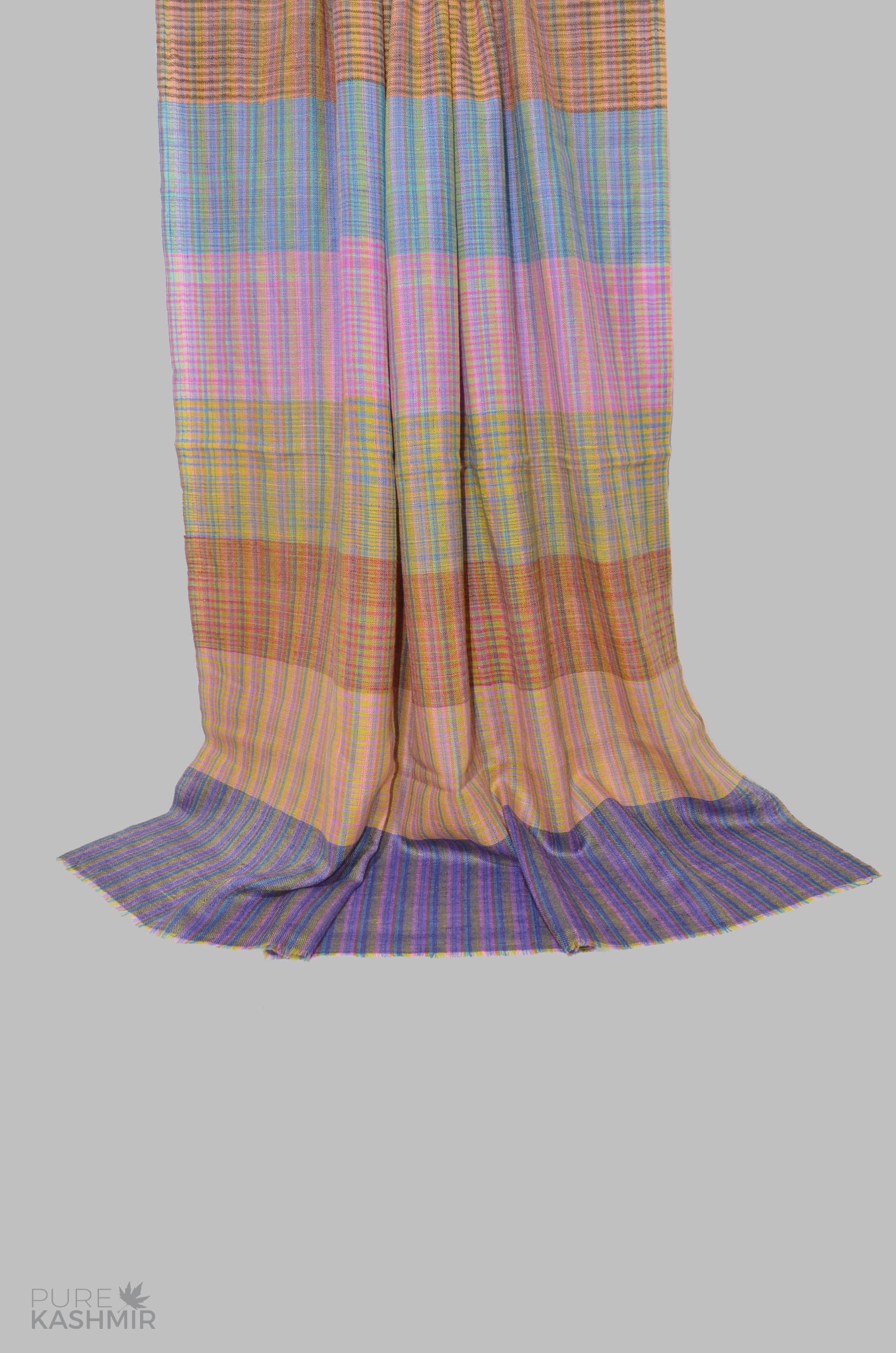 Multi Color Khadi Pattern Handwoven Cashmere Travel Wrap