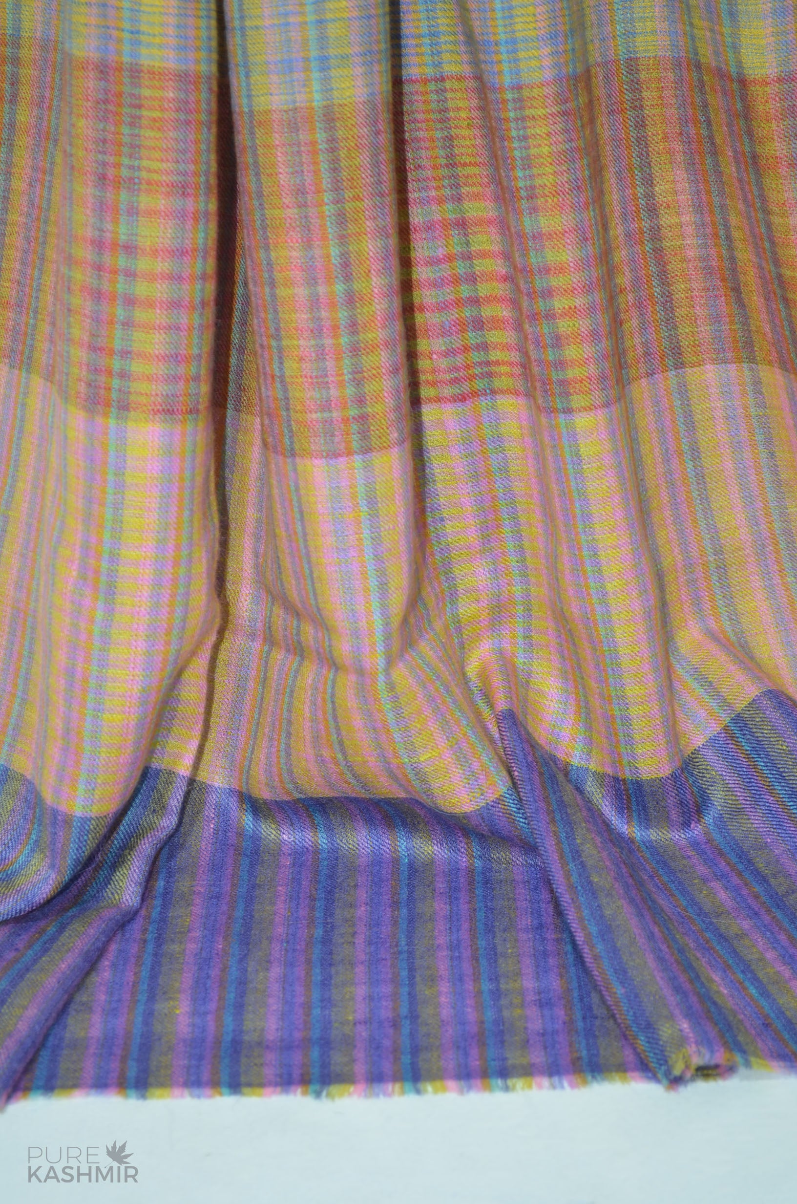 Multi Color Khadi Pattern Handwoven Cashmere Travel Wrap