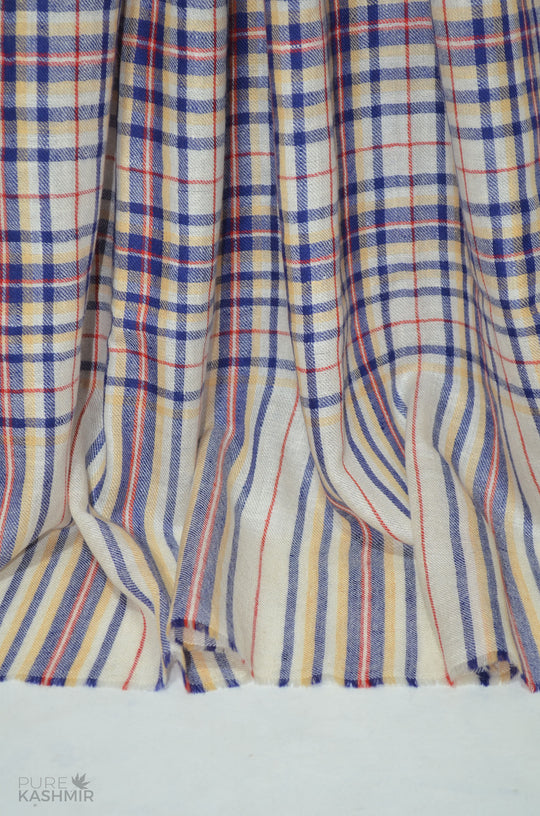 Beautiful Plaid Handwoven Cashmere Pashmina Shawl