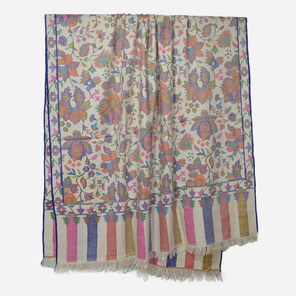 Ivory Kani Kashmir Jamawar Shawl