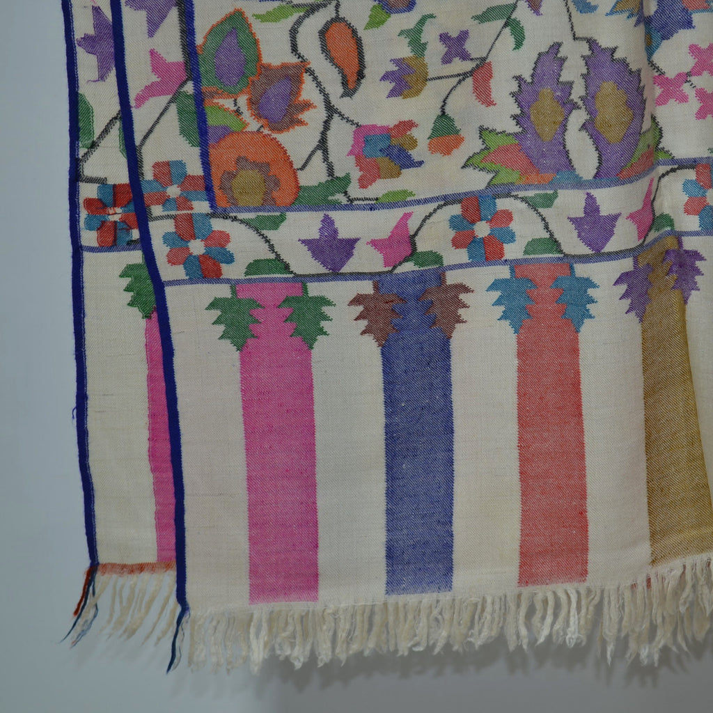 Ivory Kani Kashmir Jamawar Shawl