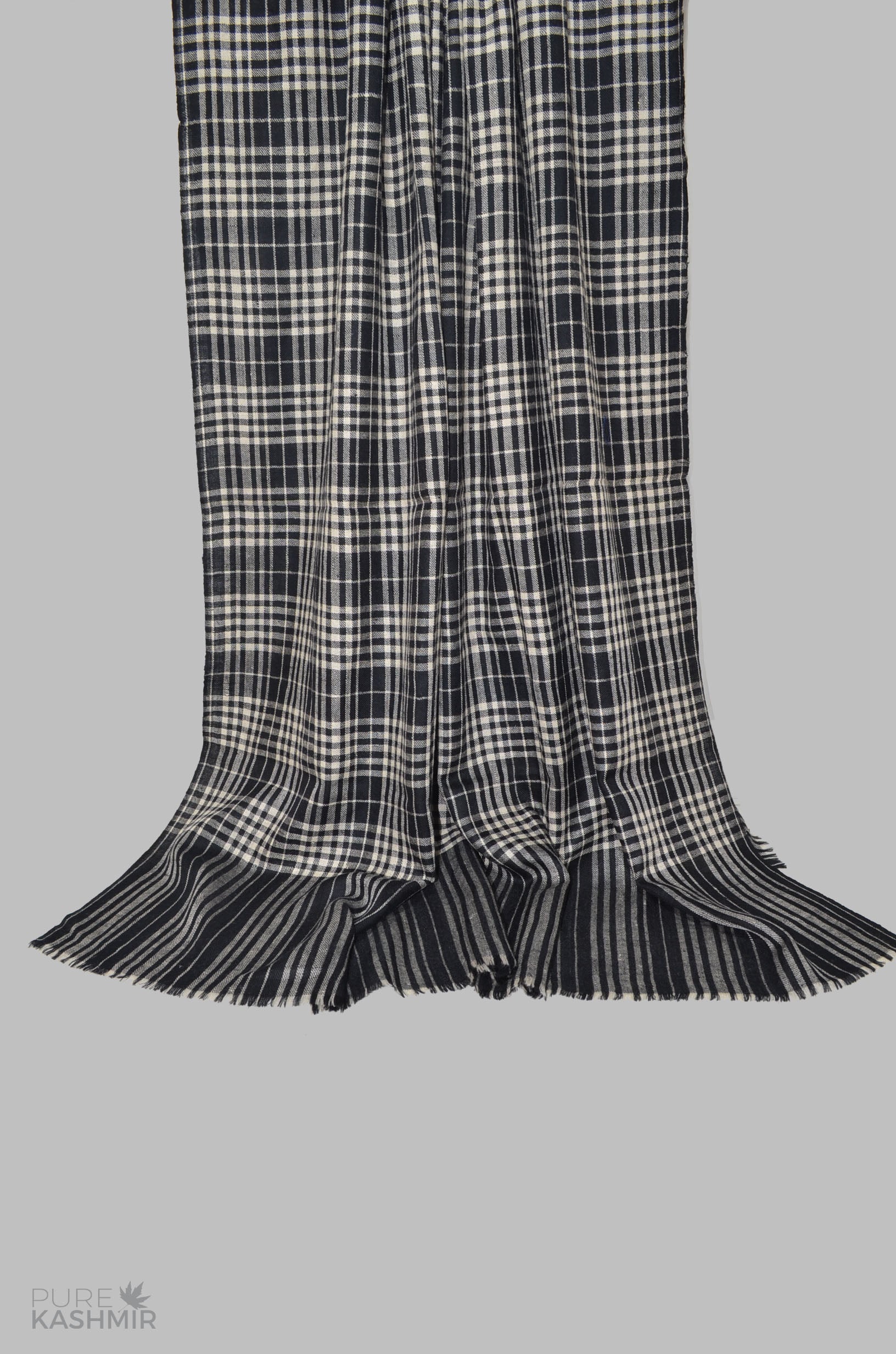 Black and White Check Cashmere Travel Wrap