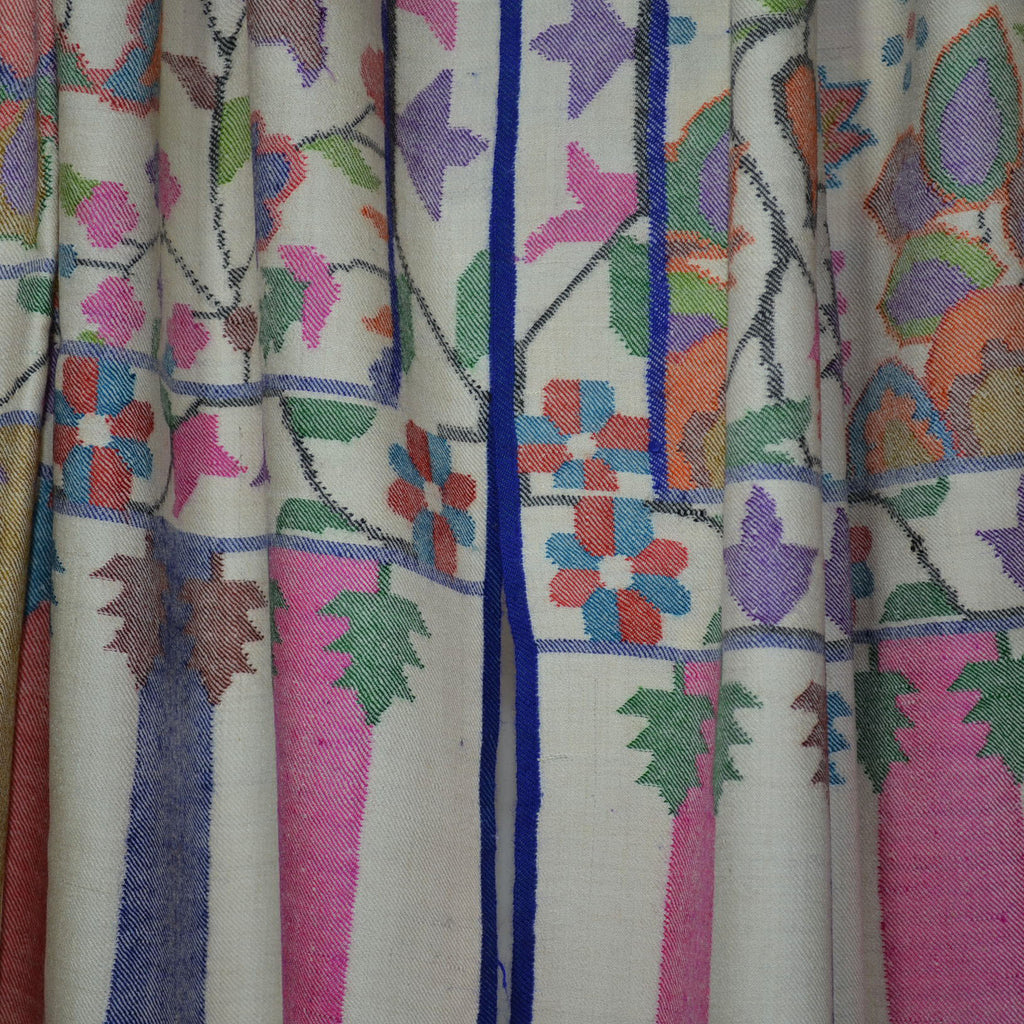 Ivory Kani Kashmir Jamawar Shawl