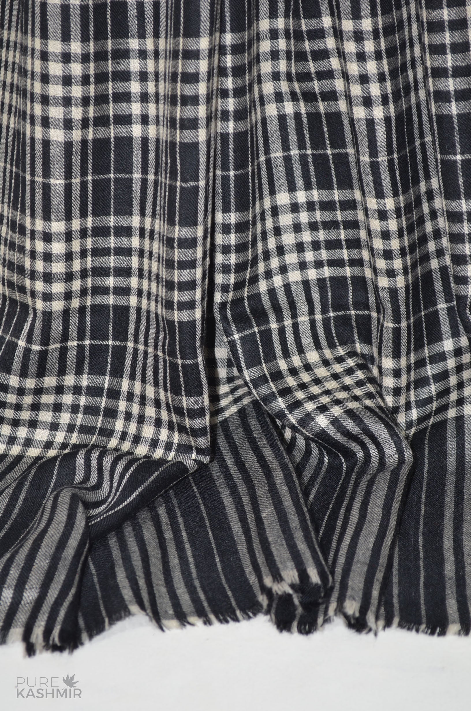 Black and White Check Cashmere Travel Wrap