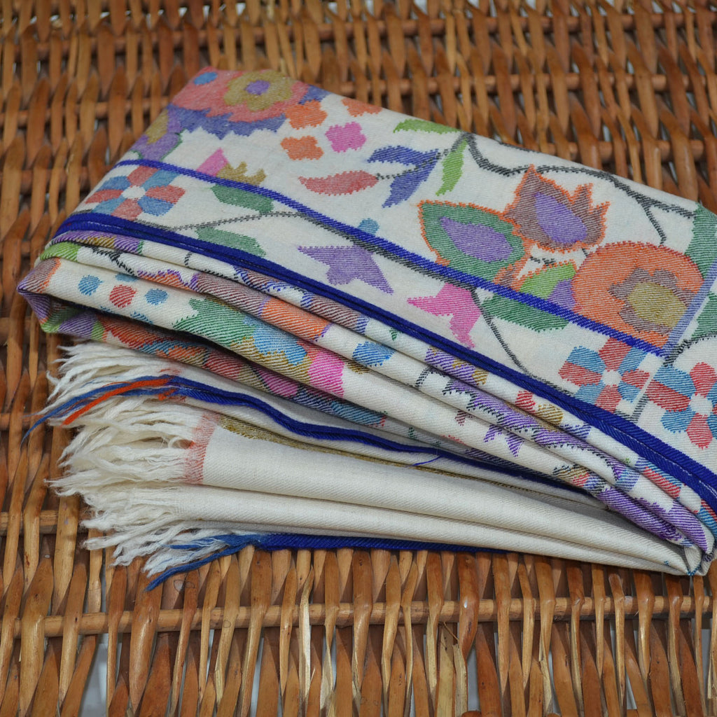 Ivory Kani Kashmir Jamawar Shawl