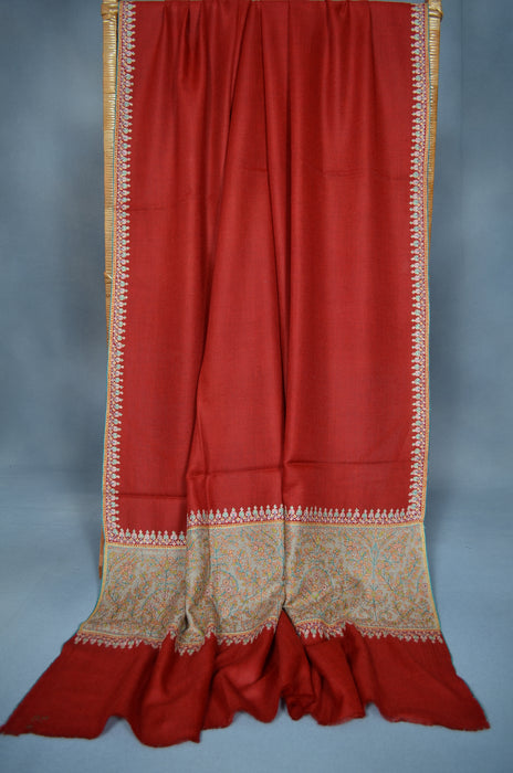 Red Border Embroidery Cashmere Pashmina Shawl