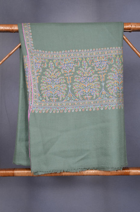 Green Border Embroidery Cashmere Pashmina Shawl