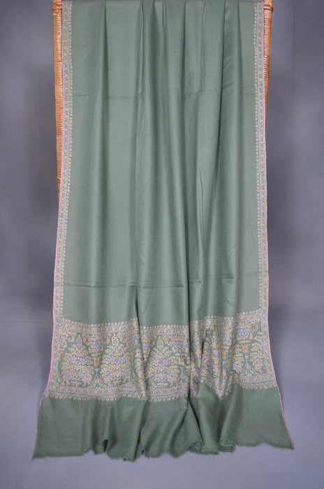 Green Border Embroidery Cashmere Pashmina Shawl