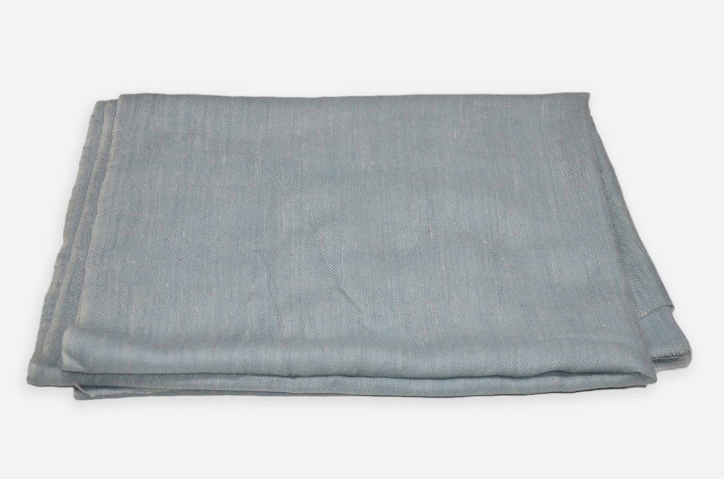 Yarn Dyed Baby Blue And White Cashmere Pashmina Handwoven Scarf