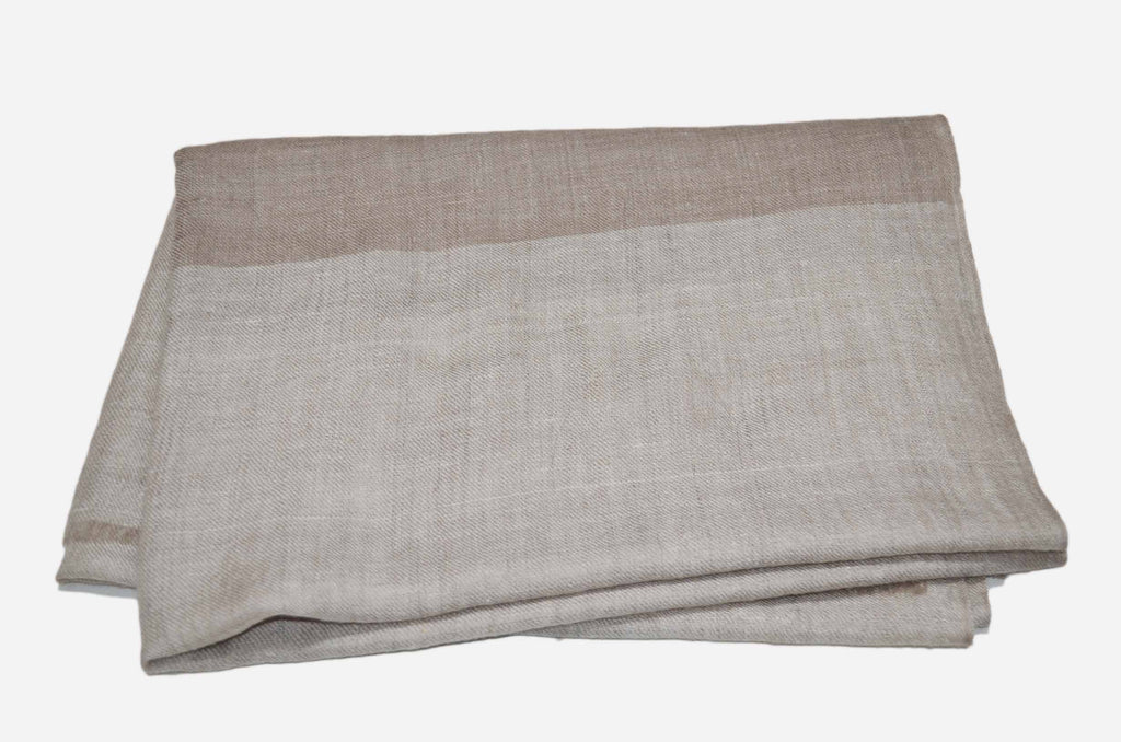 Classic Natural With Brown Border Handwoven Cashmere Pashmina Scarf