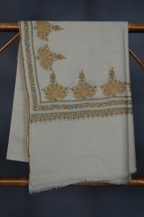 Ivory border embroidery cashmere pashmina shawl
