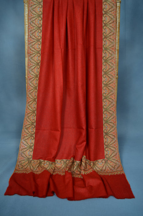 Red Border Embroidery Cashmere Pashmina Shawl