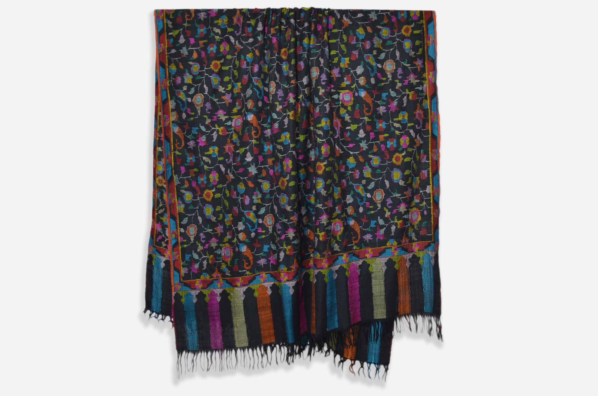 Shop Black Kani Jamawar Cashmere Pashmina Shawl | Pure Kashmir