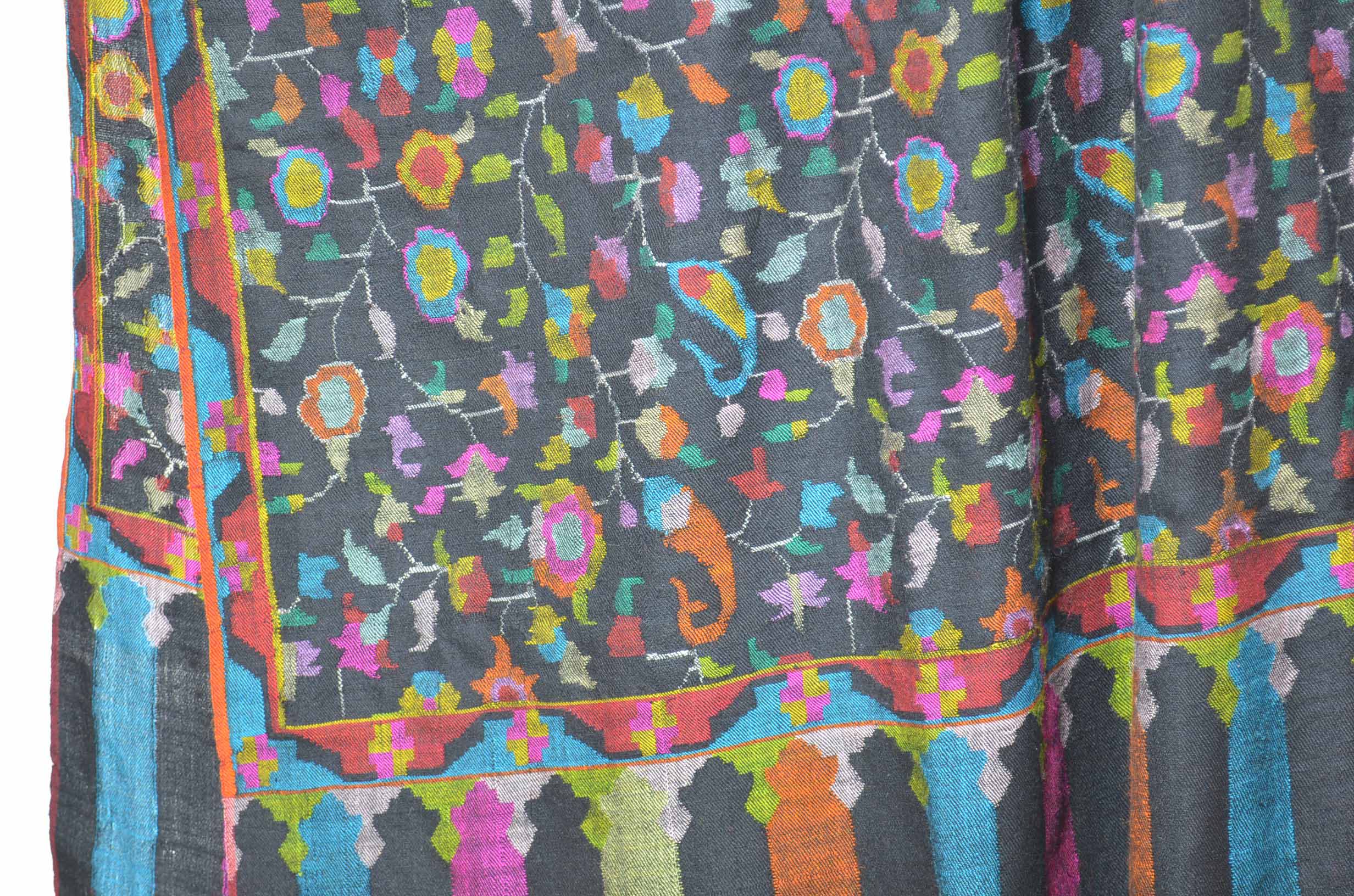 Shop Black Kani Jamawar Cashmere Pashmina Shawl | Pure Kashmir