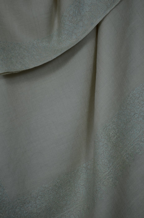 Ivory Border Embroidery Cashmere Pashmina Shawl