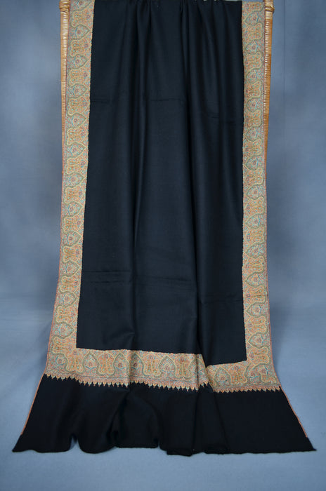 Black Border Embroidery Cashmere Pashmina Shawl