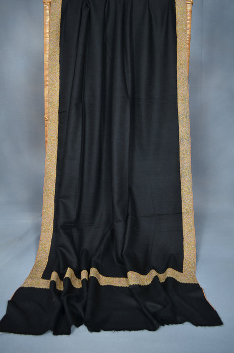 Black Border Embroidery Cashmere Pashmina Shawl