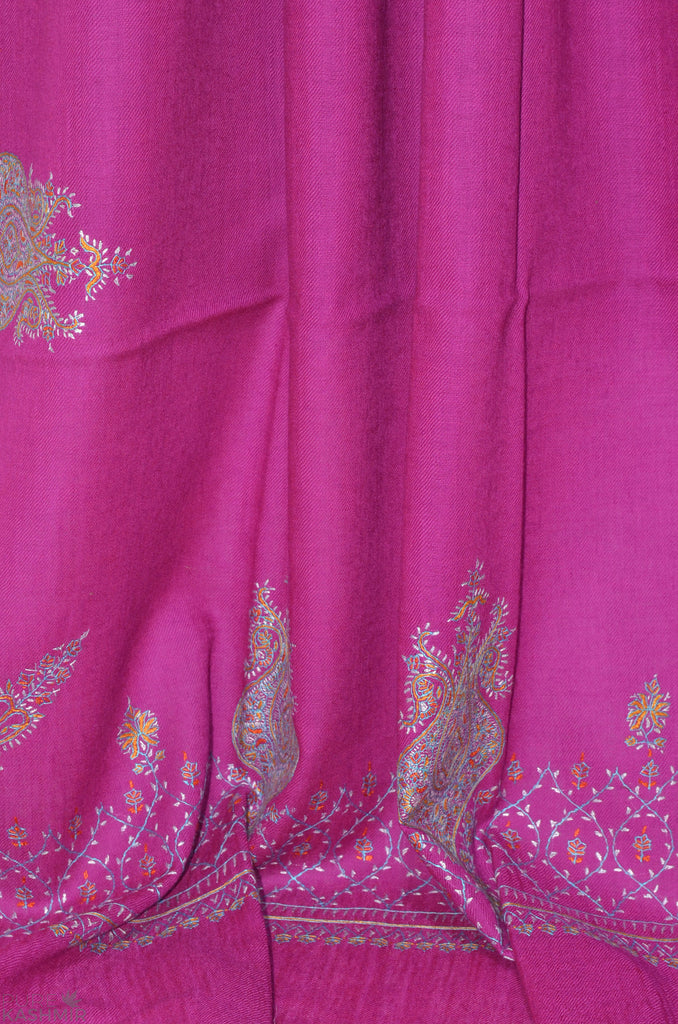 Purple Designer Merino Sozni Hand Embroidery Shawl