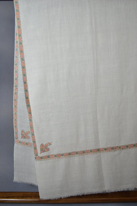 Ivory Border Embroidery Cashmere Pashmina Shawl