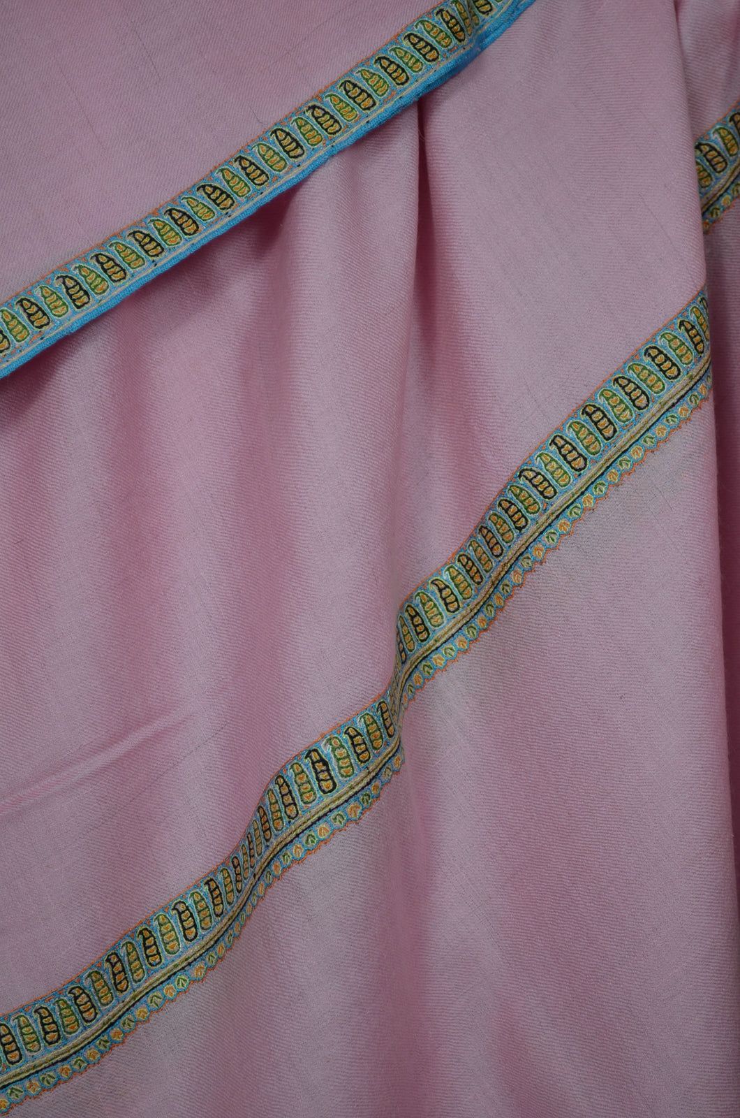 Baby Pink Border Embroidery Cashmere Pashmina Shawl