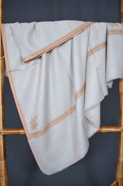 Smoke Border Embroidery Cashmere Pashmina Shawl