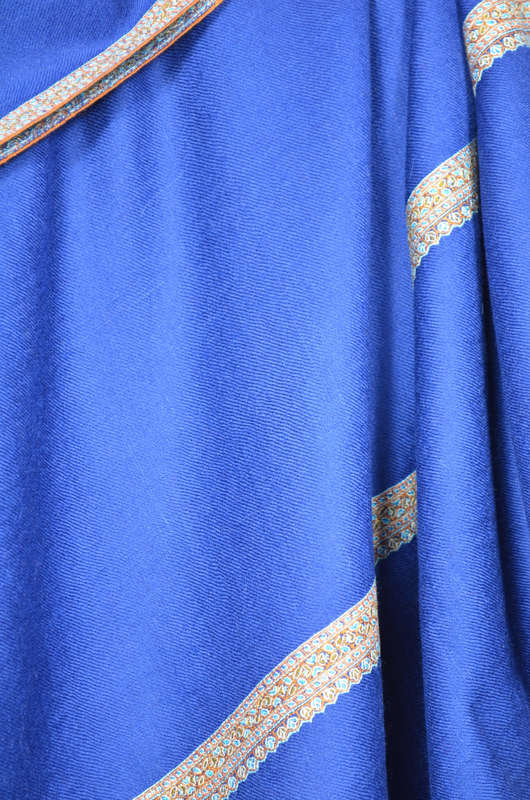 Blue Border Embroidery Cashmere Pashmina Shawl