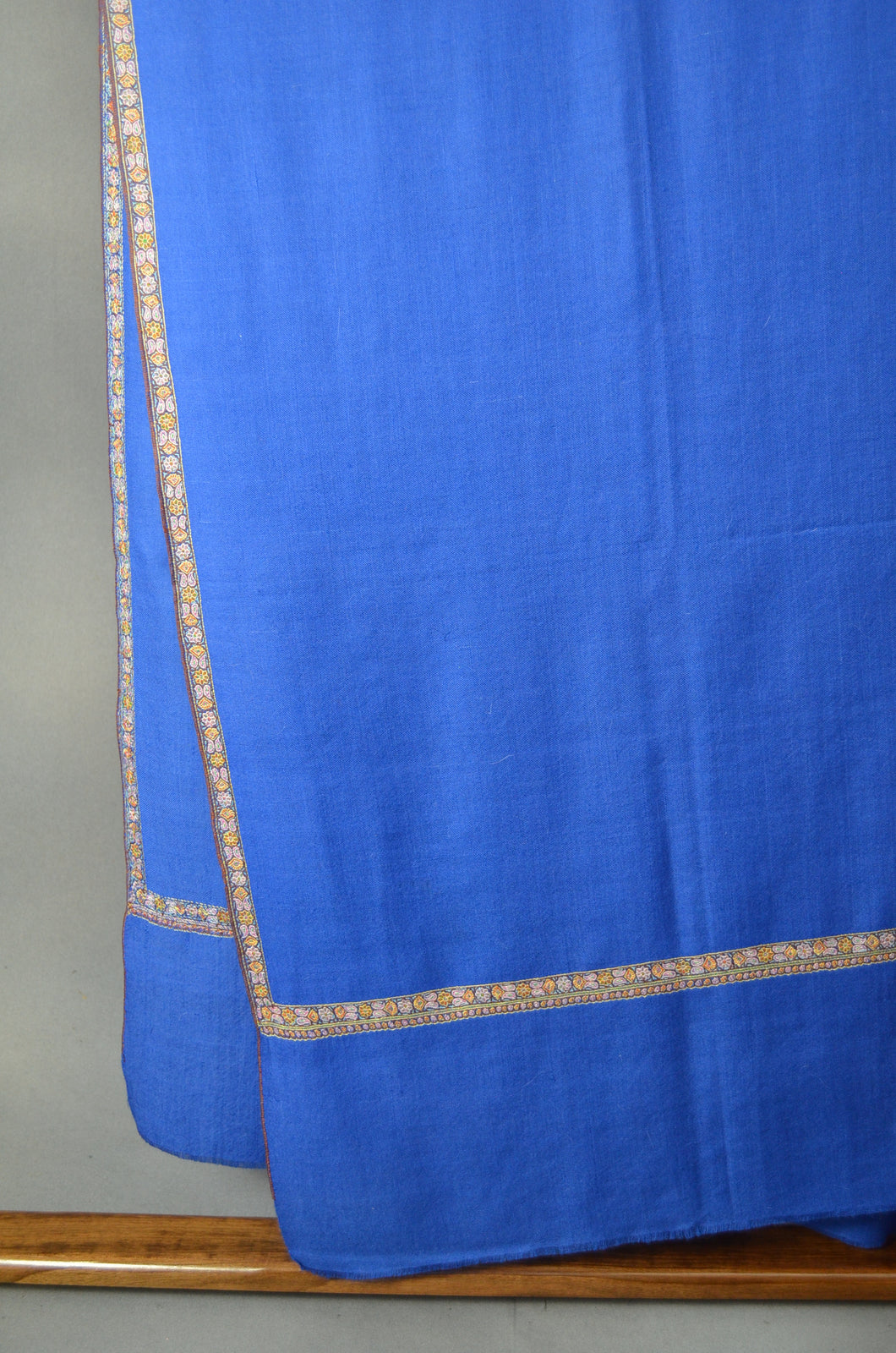 Blue Border Embroidery Cashmere Pashmina Shawl