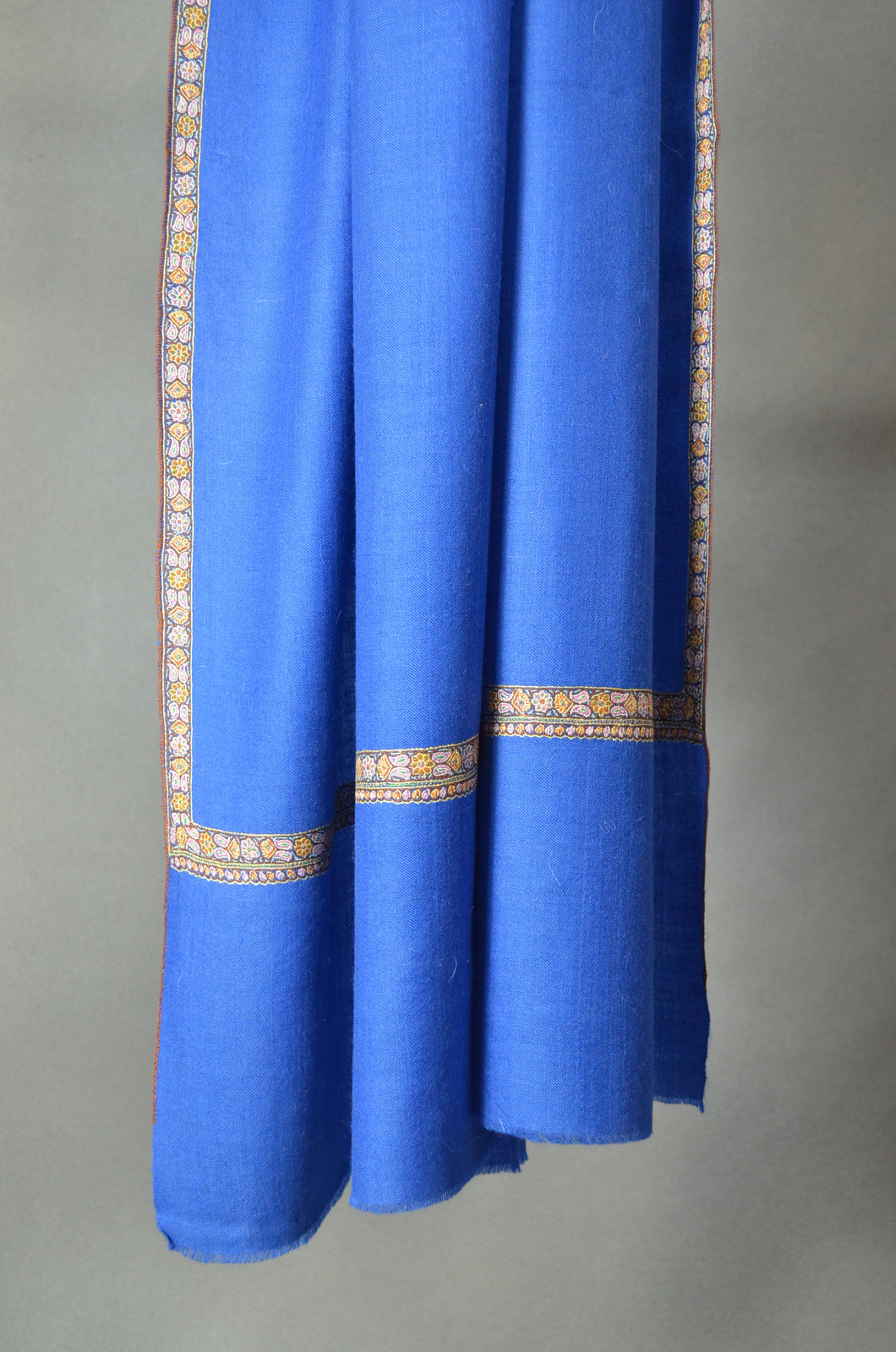 Blue Border Embroidery Cashmere Pashmina Shawl